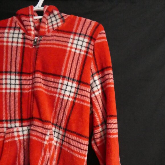 MIKK LOUNGE | xl - extra large | Plaid Fleece Zip-Up Front Closure Hooded Pajama - Picture 5 of 16